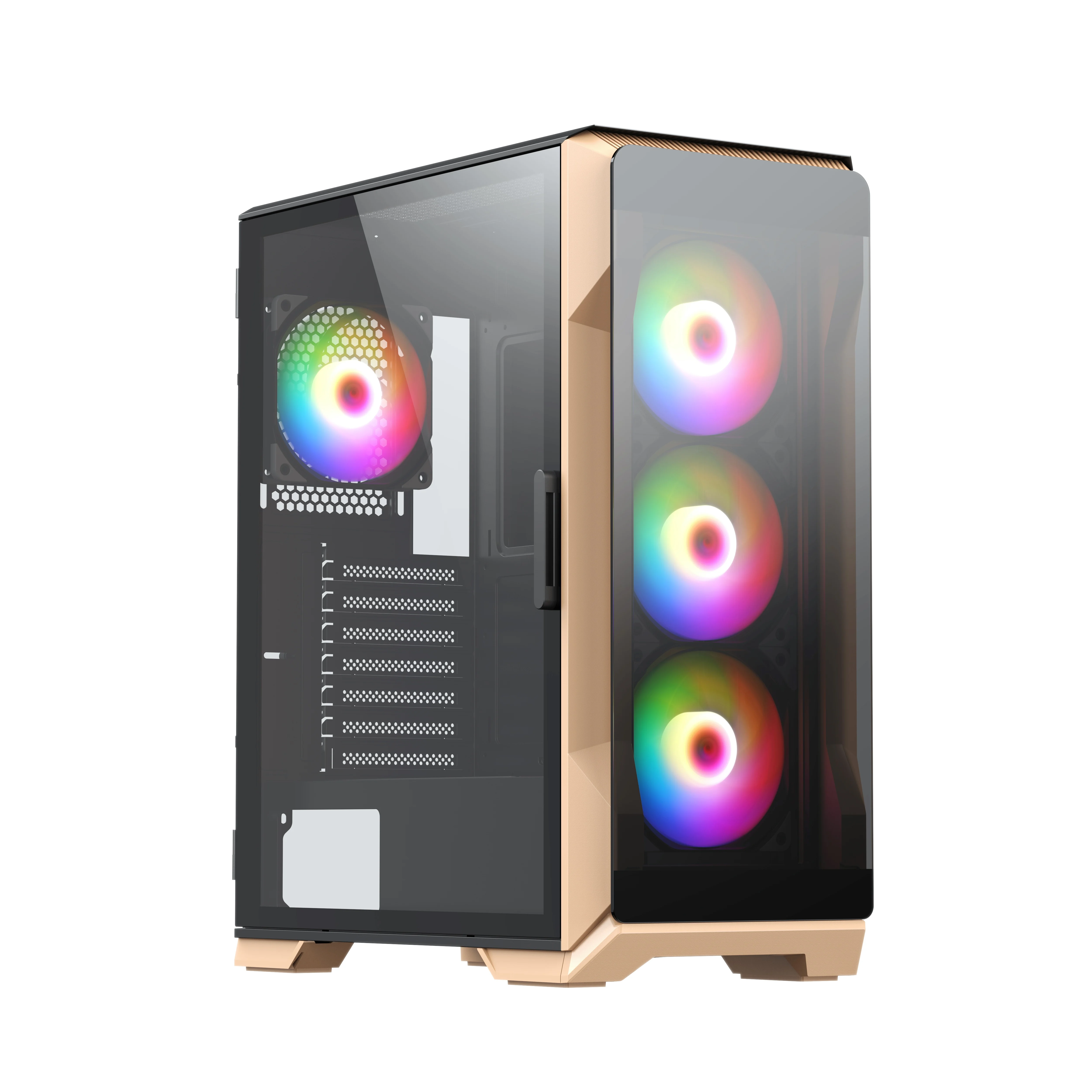 Уникальный дизайн корпус для компьютера ПК с передней панелью игровой со съемным закаленным стеклом в наличии 7 слотов сервер