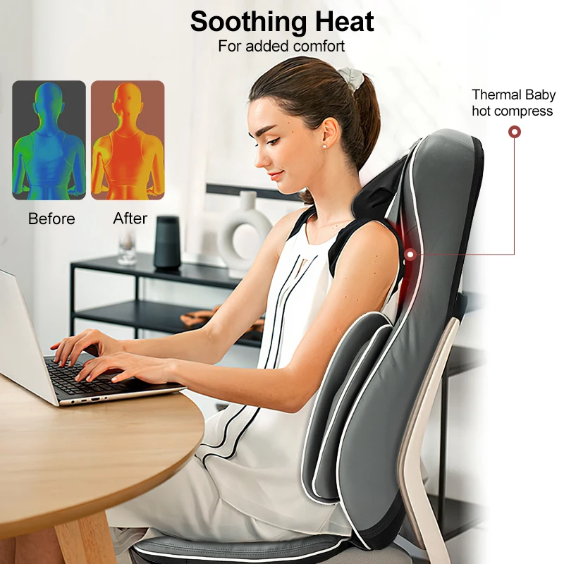 puff ventilation back and neck knead shiatsu heat car head vibration chair pad massager portable seat massage cushion for body