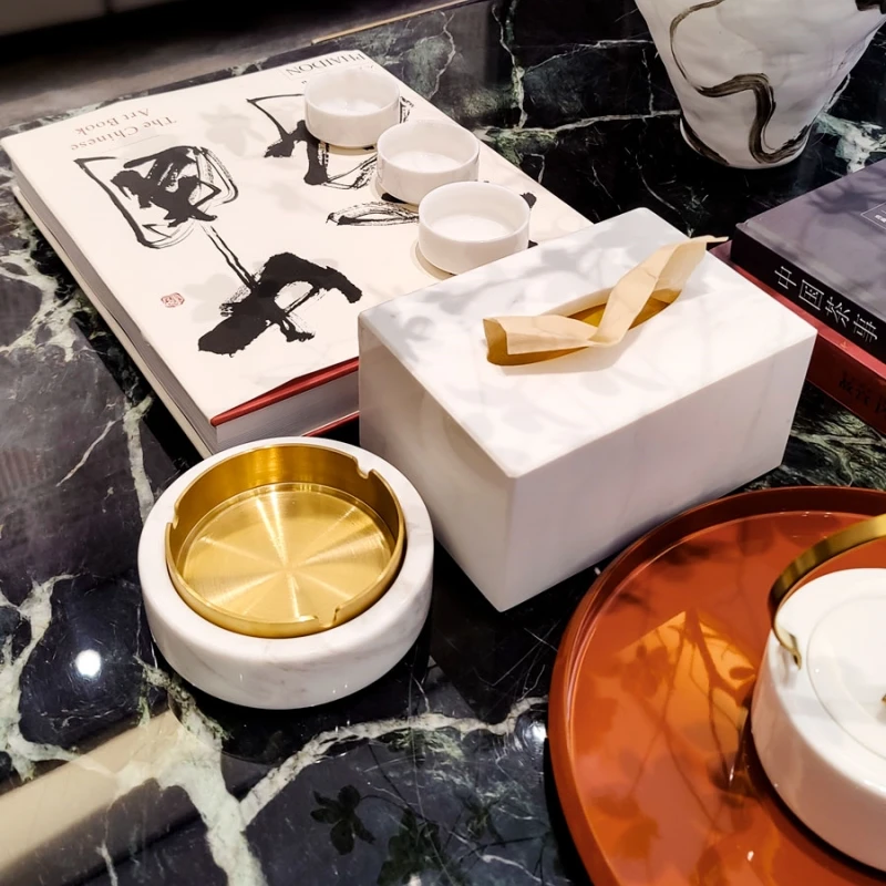 stonekocc Brand Creative And Personalized Trend Luxurious European Style High-end Marble Decorative Decorations Office Ashtrays