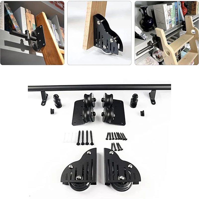 Rolling Library Ladder Kit Library Sliding Ladder Sliding Bookshelf Cabinet Library Ladder For Kitchen