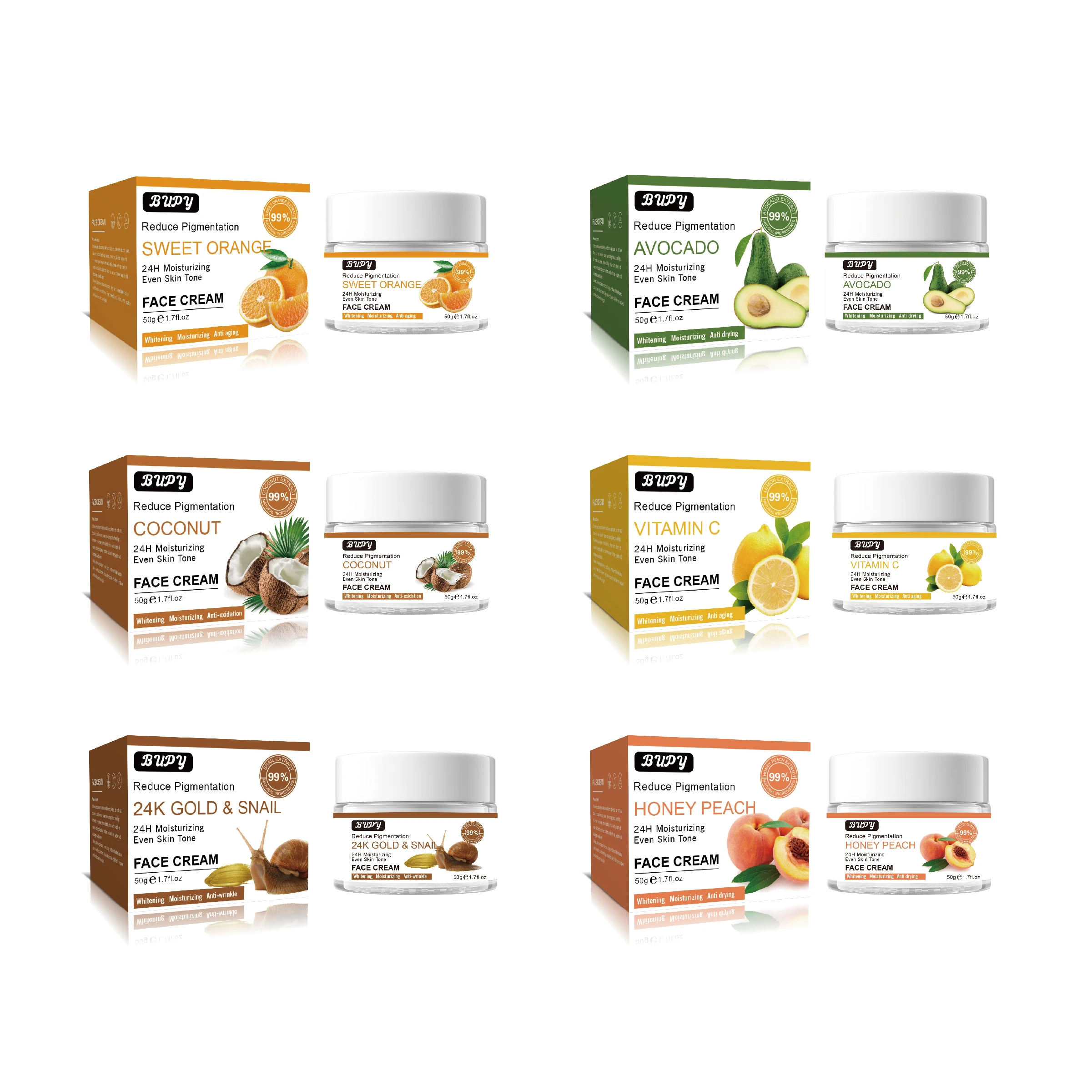 2023 New RTS Natural 24K Gold Snail Face Cream Anti Aging Moisturizer Whitening Face Cream Lotion Private Label