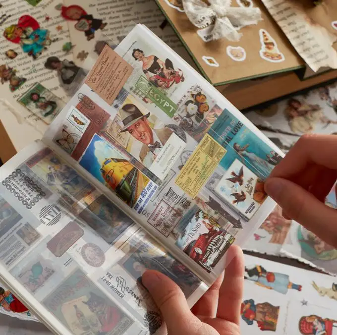 20 pages vintage floral magazine ticket 3 kinds material sticker book for scrapbooking