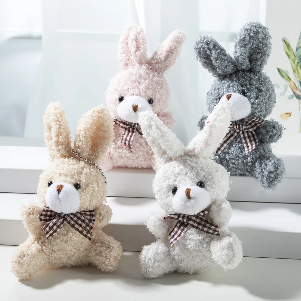 Cartoon 12cm Soft Stuffed Rabbit Plush Toys Mini fashion Key Chain Car Pendant Bunny Plush Keychain Doll Toy Backpack