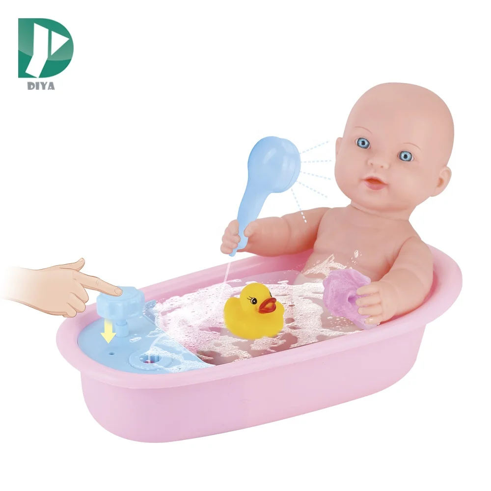 Lovely baby shower toy 14 inch bathe doll bathtub shower head can spray water kids baby doll