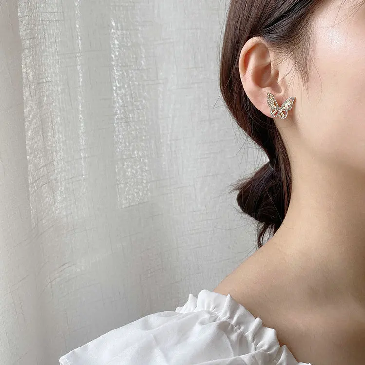 
earings for women 2021 Jewelry Shiny Delicate Gold Crystal Butterfly Earring jewellery earrings 