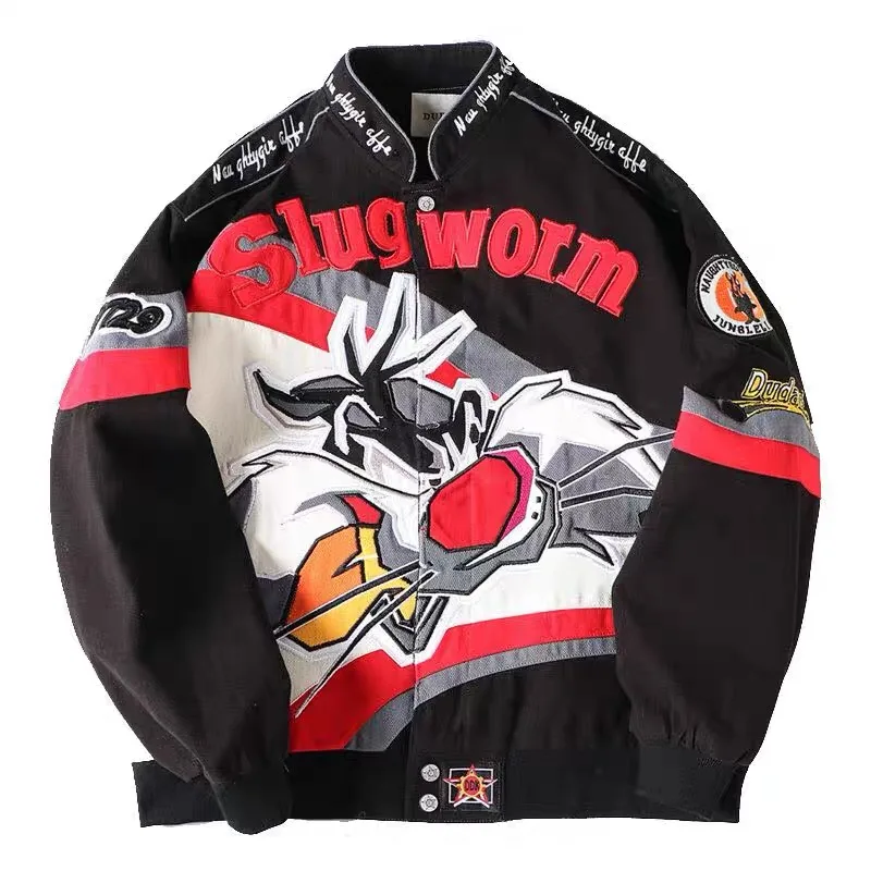 Wholesale OEM logo cotton plus size flight custom embroidery patch bomber race car jacket motorcycle men