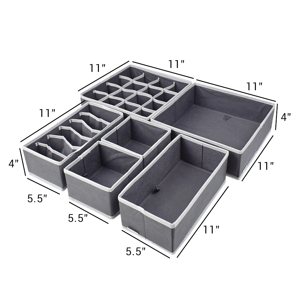 BSCI factory home organization wholesale collapsible underwear storage drawer with handle