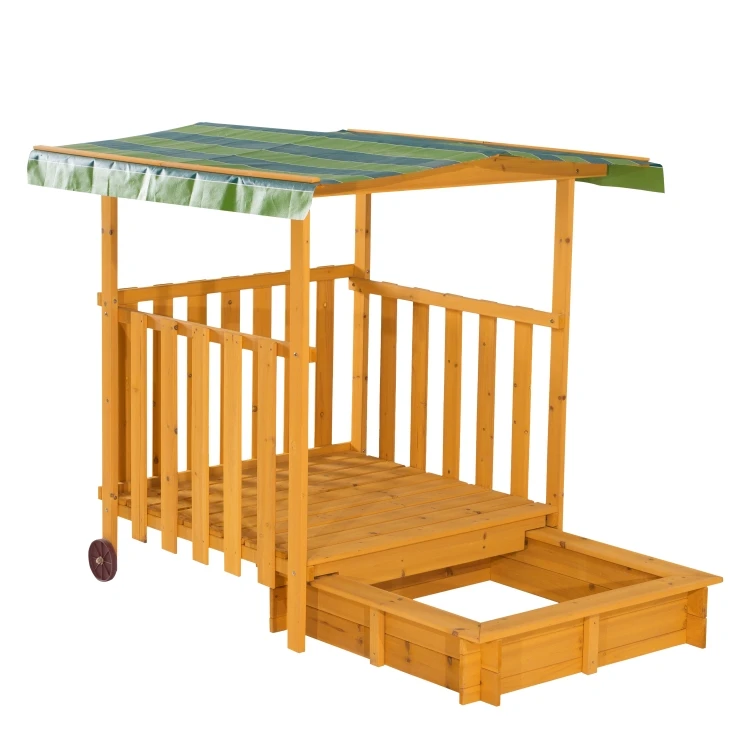 Factory Direct Good Quality Outdoor Decoration Sandpit Play Outdoor Toys Playground Wooden Sandbox with Canopy Roof for Kids