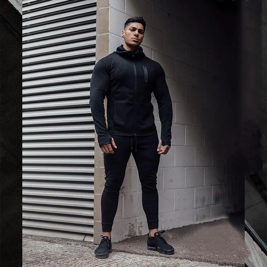 Training Jogger Tracksuit Sweatsuit Track Suit Set Black Vendor Custom2 Piece Fleece Embroidery Logo For Men Sports Sweat Shirt