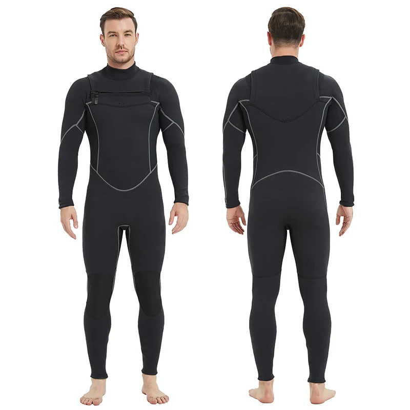 Wholesale manufacturers 3mm 5mm wetsuit coated with glue CR super elastic drawl one-piece warm male surf suit diving suit