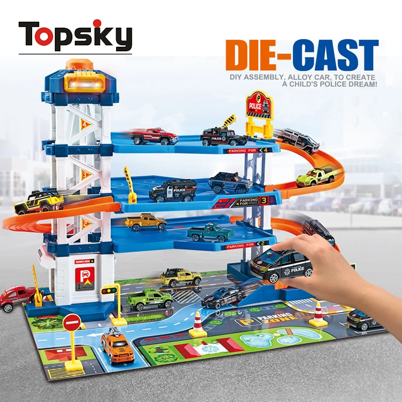2023 Educational Toys Plastic Garage Parking Lot Toy With Mini Alloy Racing Cars DIY Parking Lot Toys Set For Children