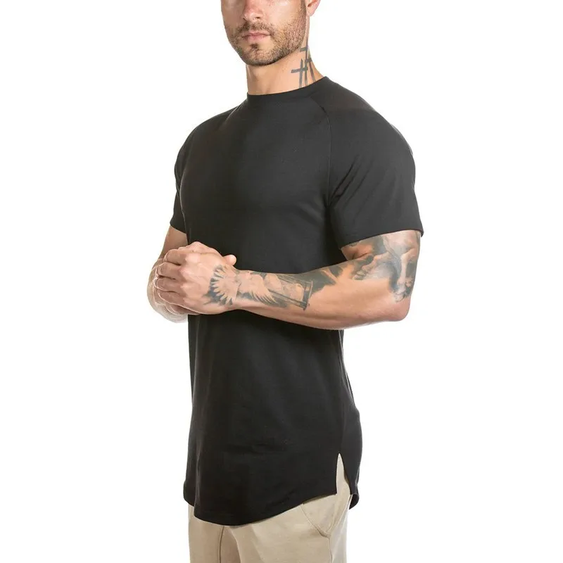 95% Cotton 5% Elastane Scalloped Hem Graphic T Shirts For Men Slim Fit Custom Gym Fitness Men T Shirts
