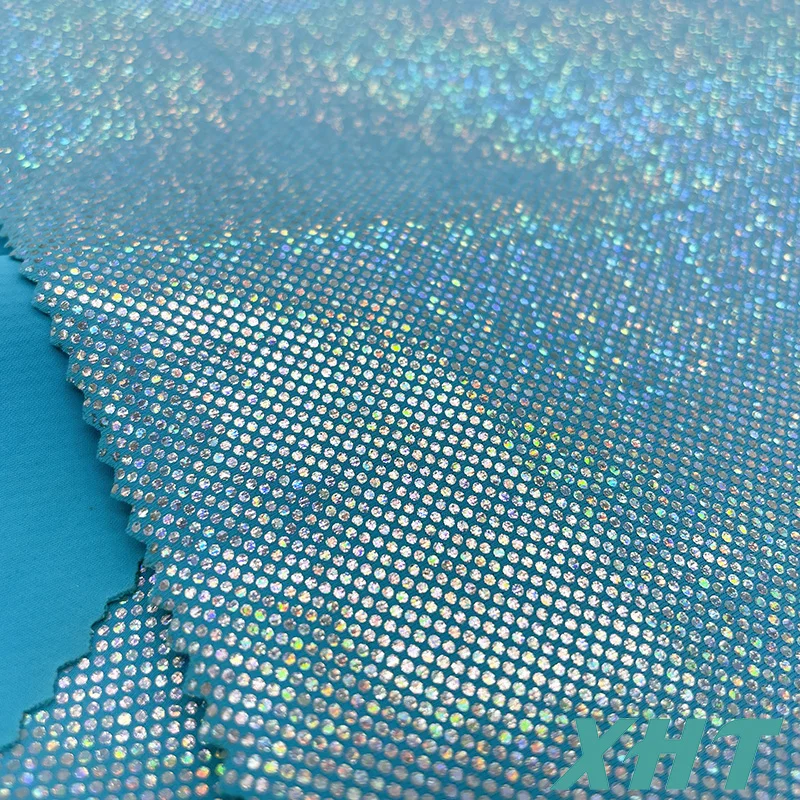 Ocean Blue  foil  for  hologram foil printed spandex stretch fabric for swimwear costume wear