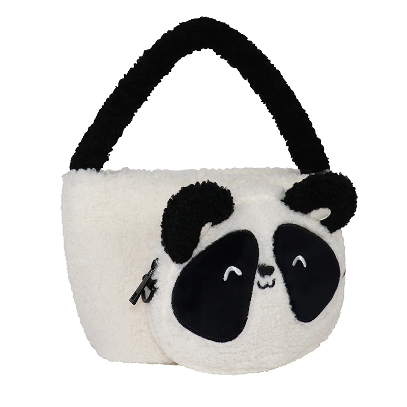 Trending sherpa tote bags customized puffy handbags OEM logo sherpa handbag soft tote bags shoulder bag for young girls