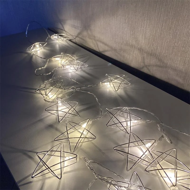 Top Sale Holiday Lighting   10 20   Led  1 m 2 m 3 m   Battery Operated  USB Silver  Star  String Lights  For Room Decoration