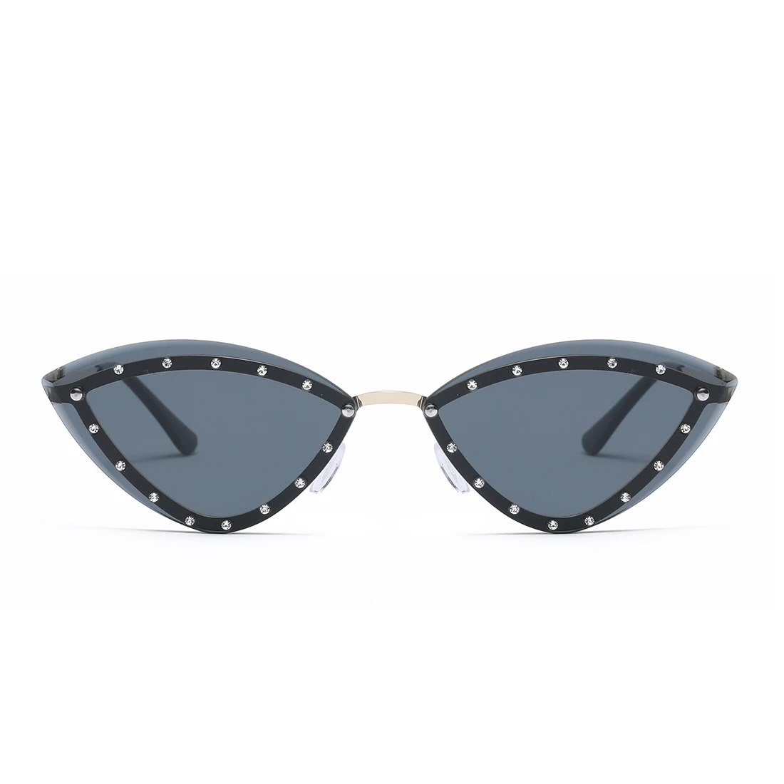 New Arrive European And American Fashion Cat Eye Diamonds Women Sunglasses 3561 Colorful Rimless Men Punk Sun Glasses