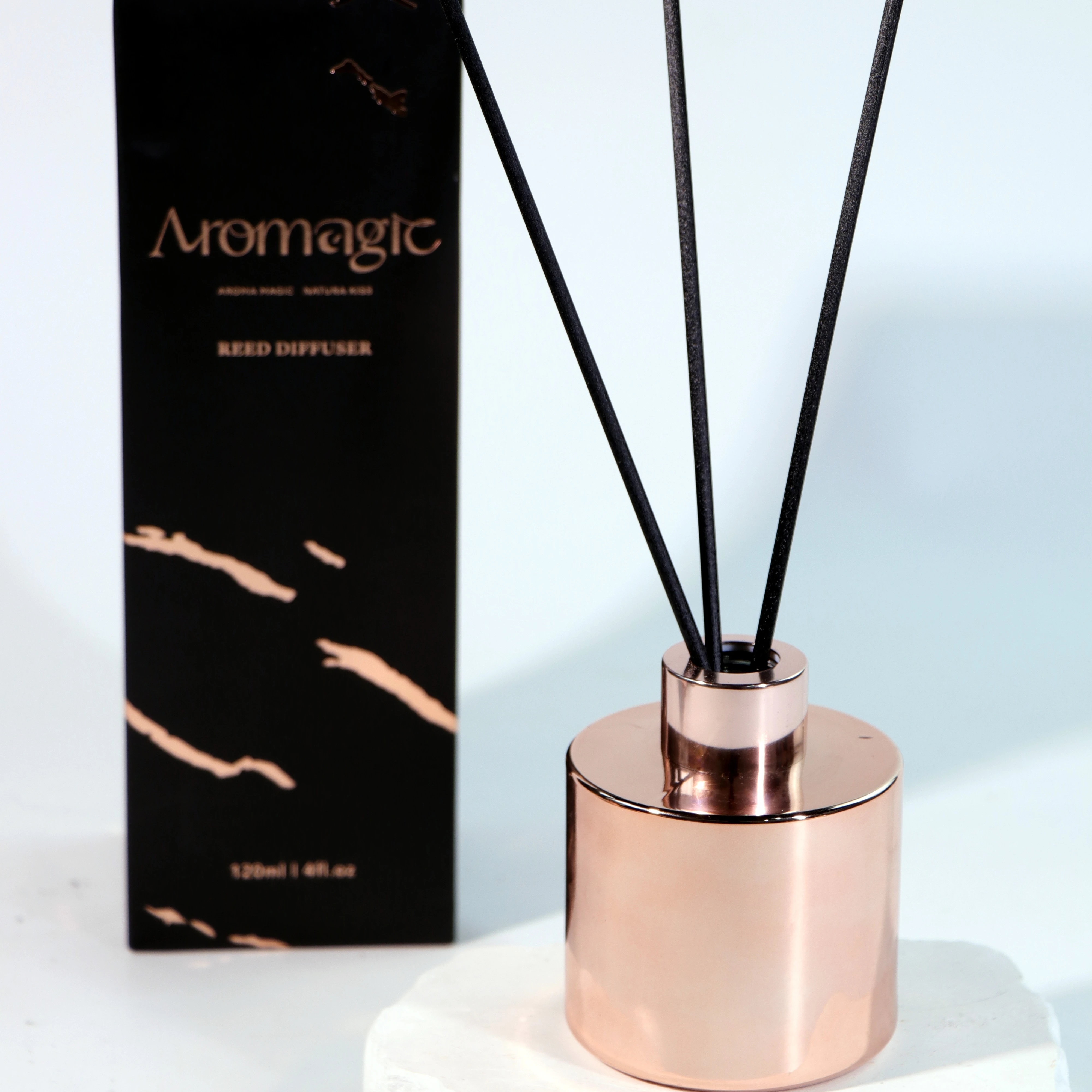 ENO wholesale  LOW MOQ luxury electroplating gold glass jar with customized package luxury home decoration Custom reed diffuser