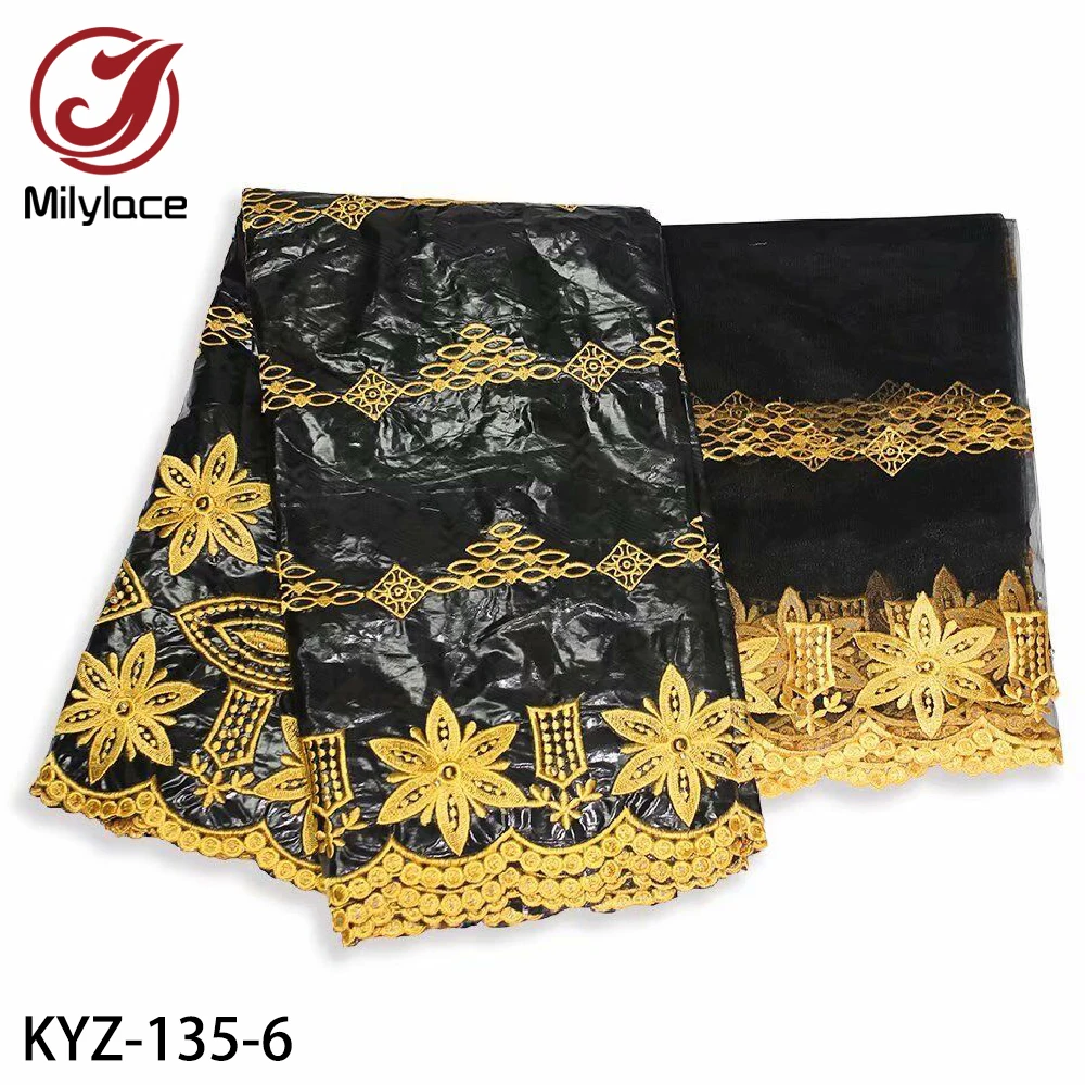 Newest Beautiful Embroidery Flower 100% Cotton Bazin fabric