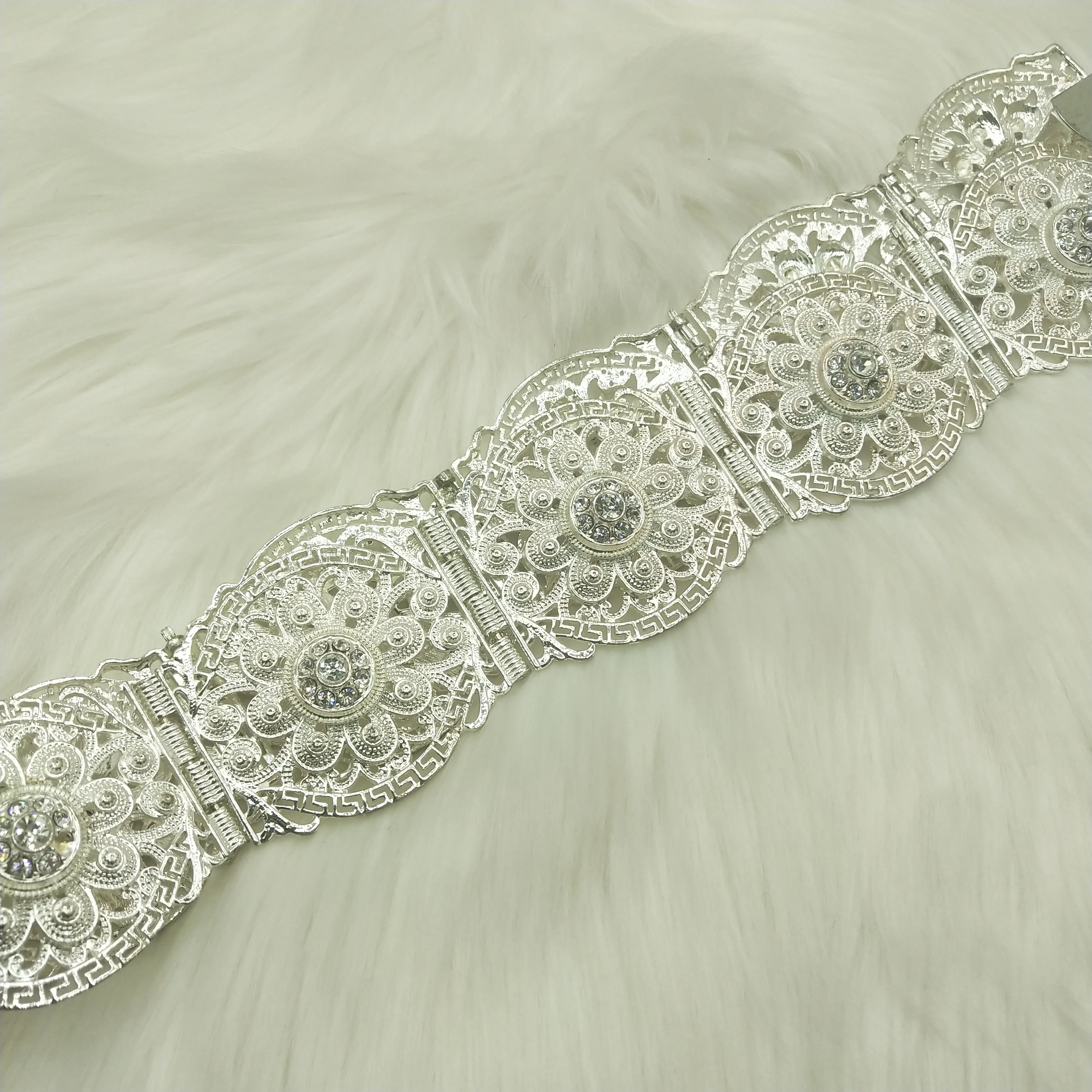 R Bling Waist Moroccan belt Silver Full Diamond Rhinestone  Luxury Elegant Women Chain Ladies Christmas Bag Gift Party Wedding