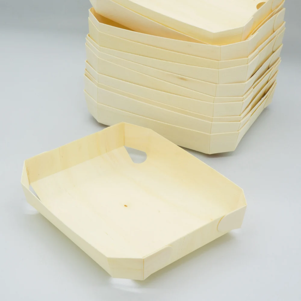Chinese Hot Sale Decorative Customized Disposable Small Pine Wooden Serving Desserts Cake Food Boats Bowl for Sushi