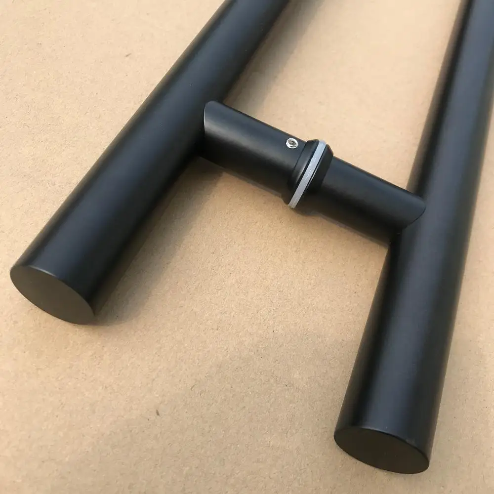 Stainless steel matt black interior H shape glass door pull handle america black