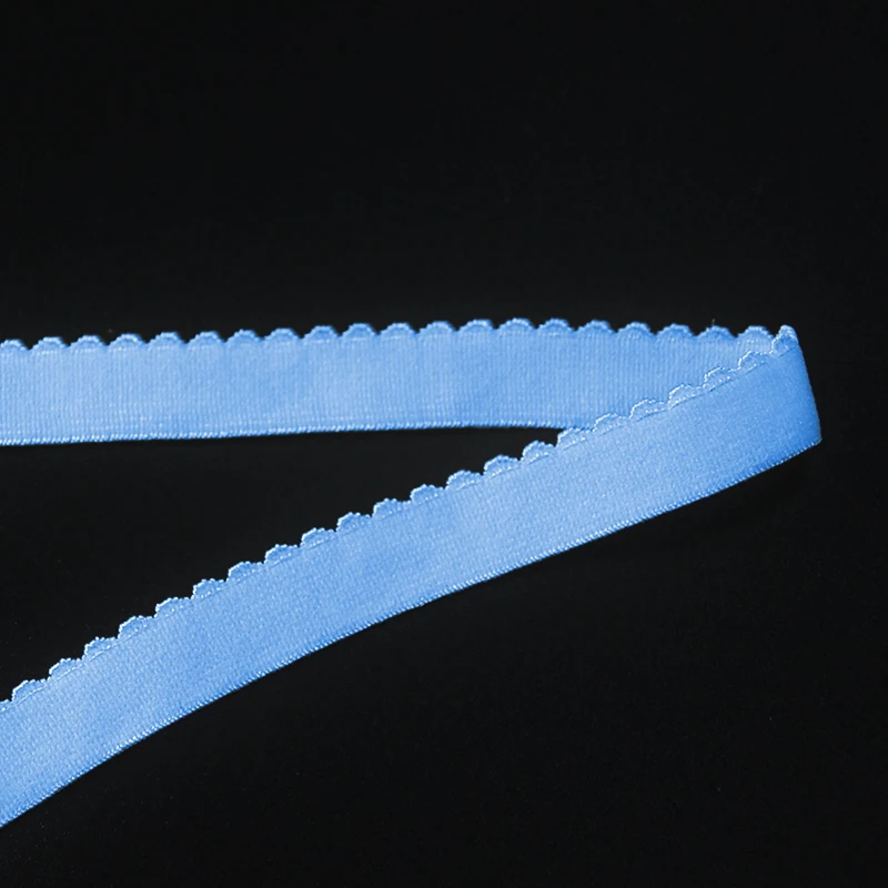 OEM Order Factory Guangdong  Blushed Picot Elastic Band 12mm Width Blue Webbing Strap Custom Color Plush Elastic Underwear