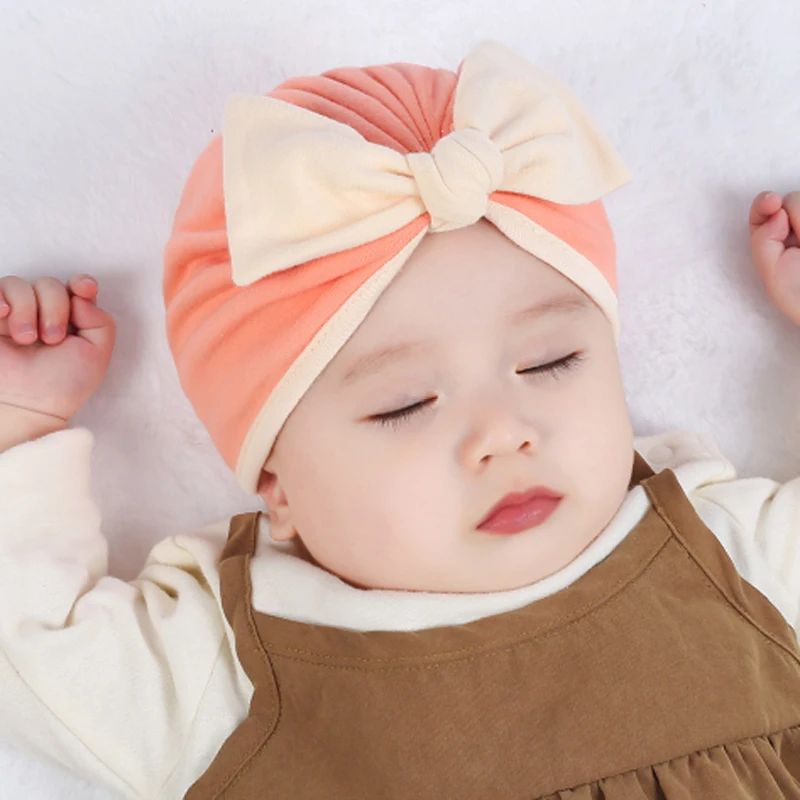 Spot cotton baby bow newborn girl hat hand-made cute baby indian hat