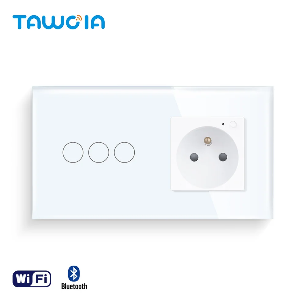 Tawoia Высокое качество Смарт Wi-Fi выключатель света с Alexa Google Home Smart в соответствии со стандартами ЕС E французская розетка home