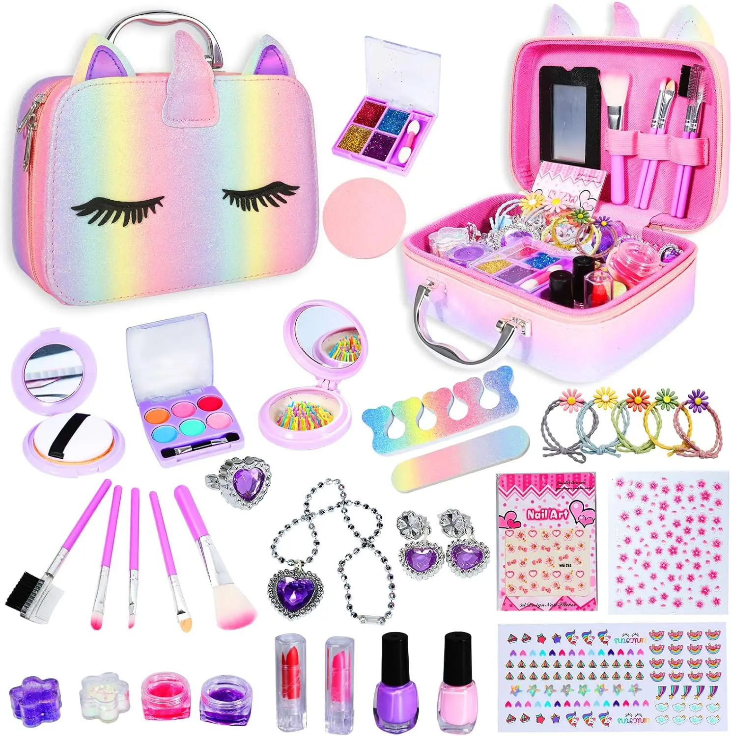 EPT Hot Sale Girls Toy Pretend Play Cosmetics Safe Makeup Toy Set with Portable Storage Box Makeup Toys