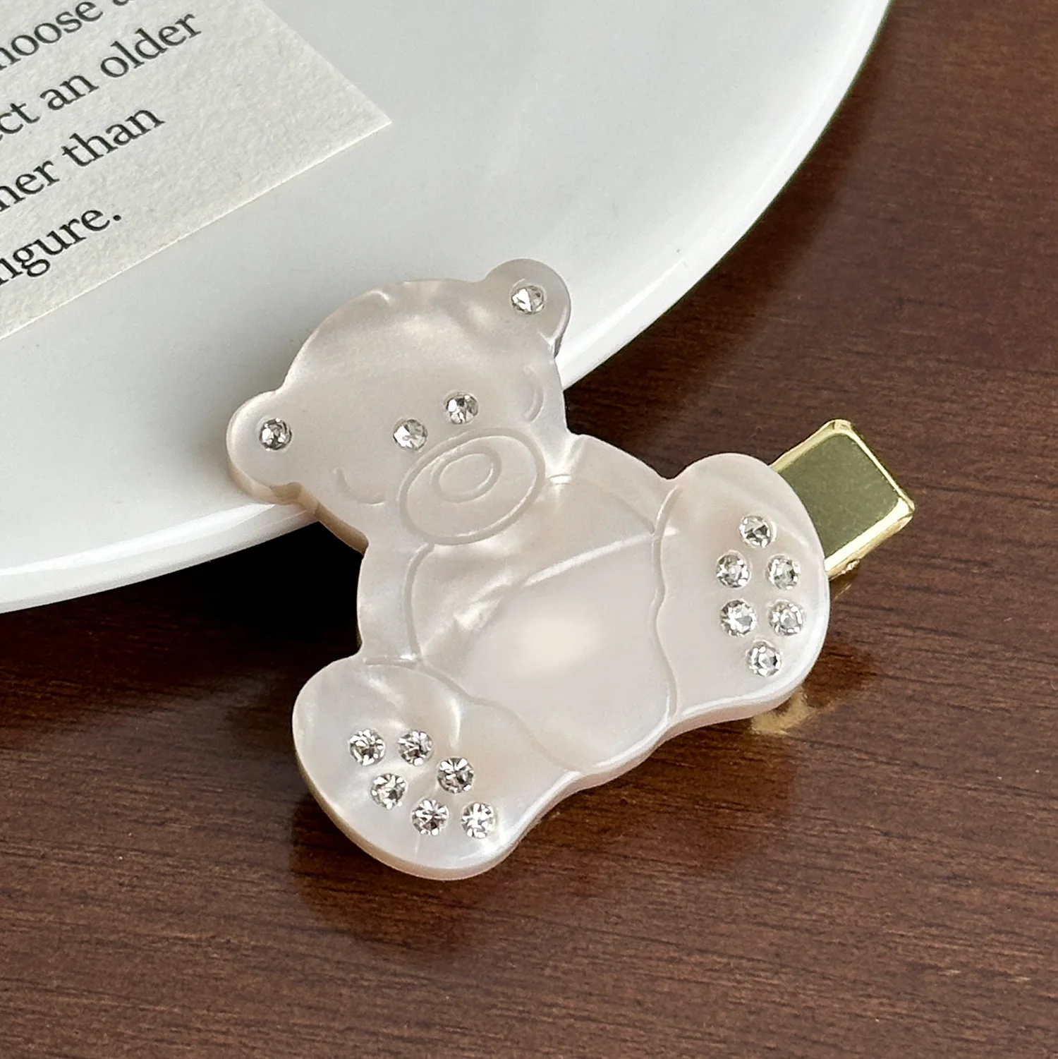 Korean Cute Cartoon Bear Hairpin Acetic Acid Rubber Band Horsetail Hair Band Ball Hair Rope Duck Bill Clip-Aesthetic Hair Ties