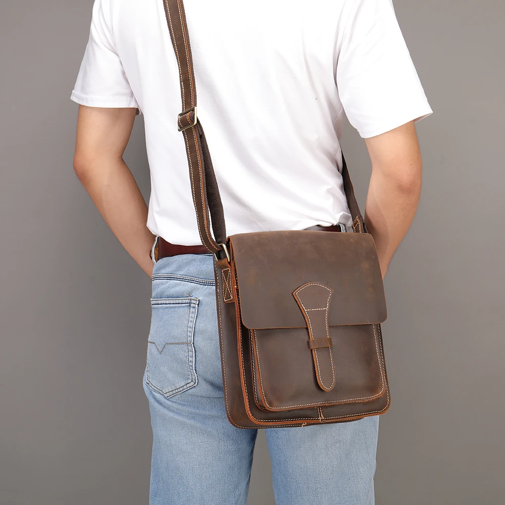 Сумка-мессенджер Мужская винтажная, ранец на плечо из натуральной воловьей кожи, Повседневный слинг через плечо