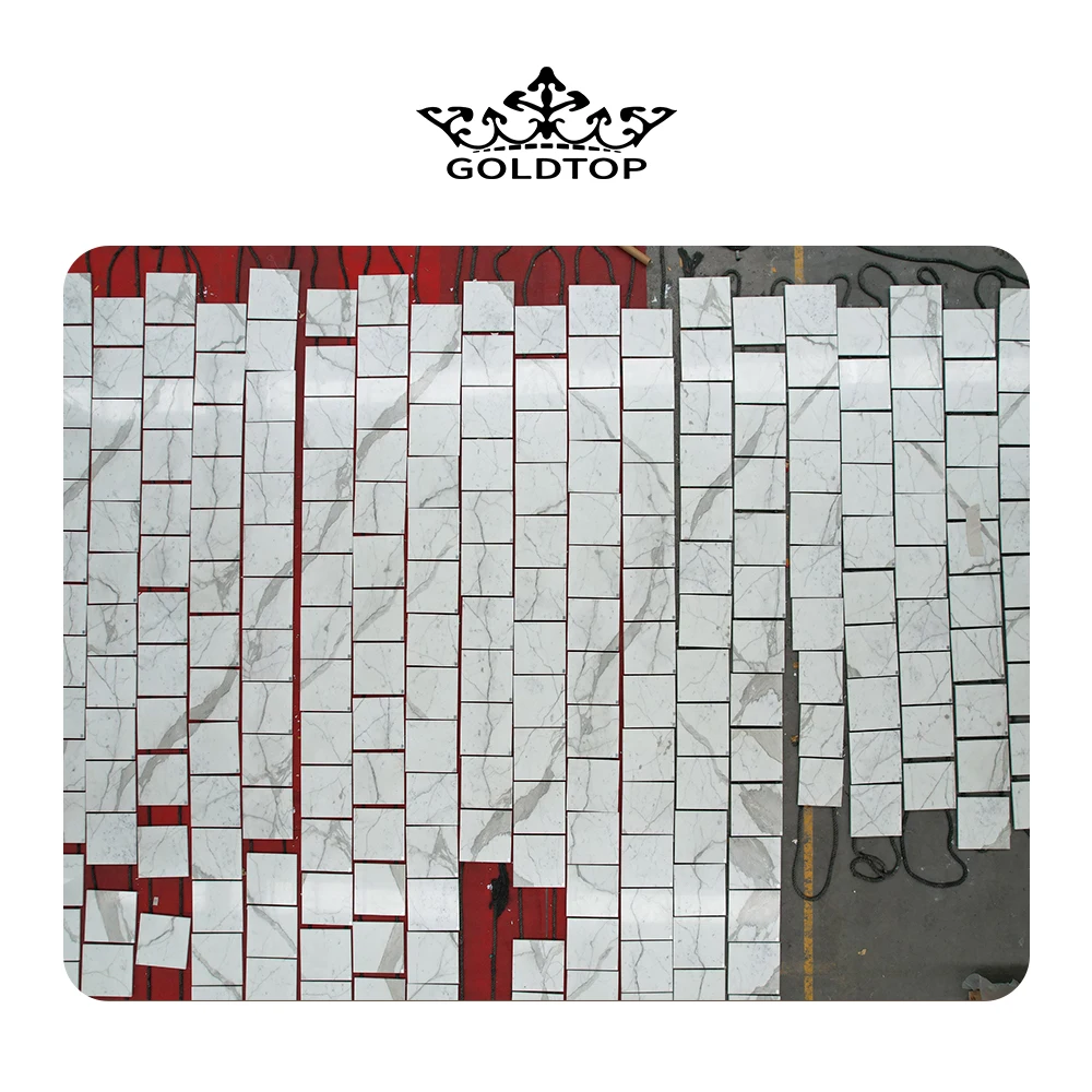 GOLDTOP OEM/ODM Marmore Fayans Hot Sale Polished Italy Calacatta White Wall Floor Marble Tiles for AURA BY AQUALAND