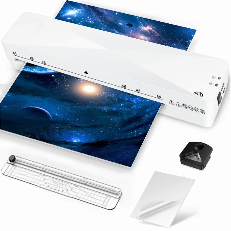 Electric Cold Hot Laminating Double Roll Bubble Free Manual Release Lever A4 Pouch Laminator FNL001