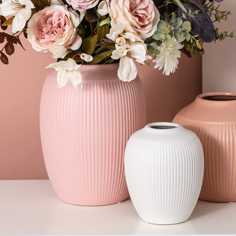 Minimalist House Decoration Pink Ceramic Vase Ceramic Flower Pot For Home Decor