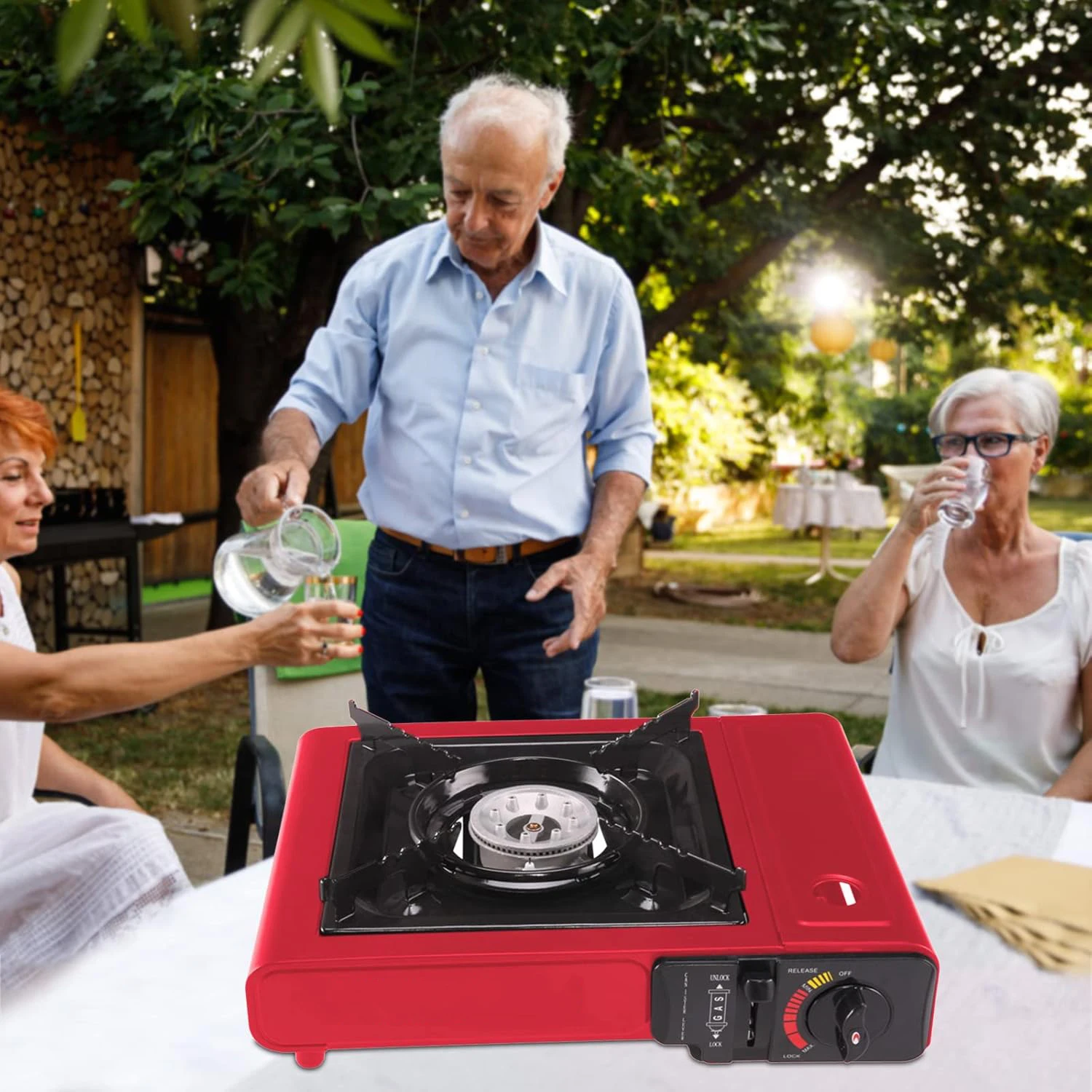 Outdoor Camping Grill Single Burner Stove Garden Mini Butane Table Top BBQ Stove Portable Gas Stove With Carrying Case