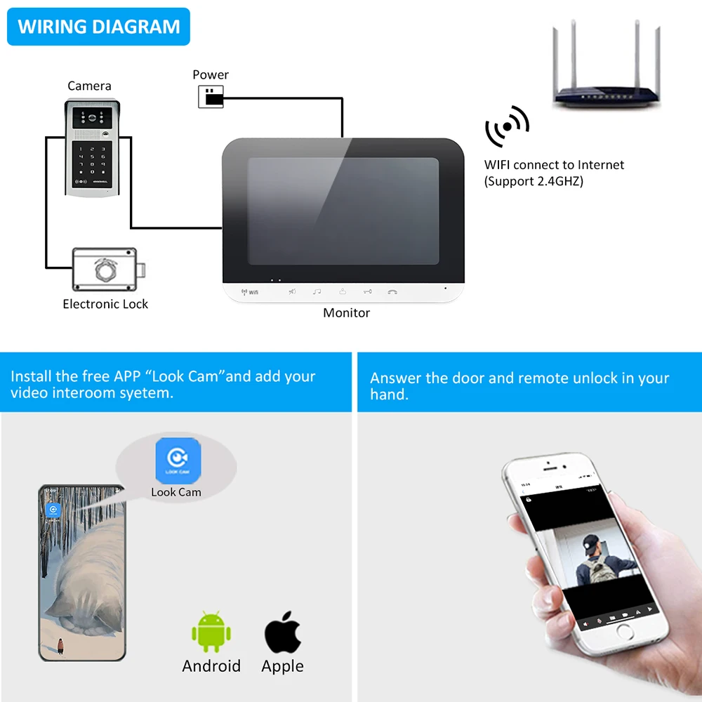 
High Quality Video Door Phone Intercom Metal wifi Doorbell Camera RFID Code Keypad Access for Villa 