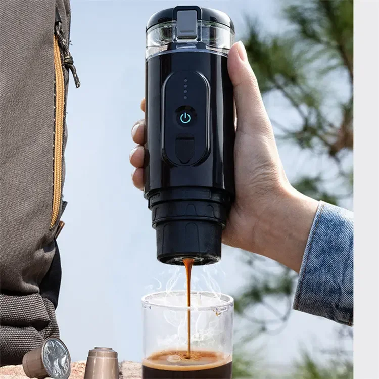 Portable Electric Coffee Maker, Rechargeable Battery Espresso Machine with Heating Function with NS Pods & Ground Coffee