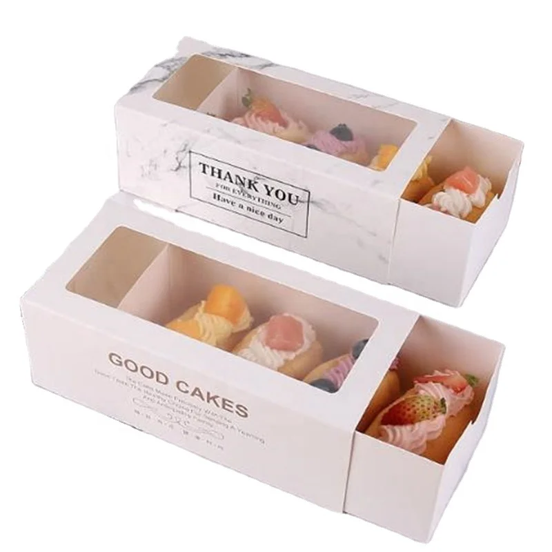 Kraft Cardboard Bakery Packaging Container With Clear Display Window Food Grade Cake Snacks Bakery Gift Box