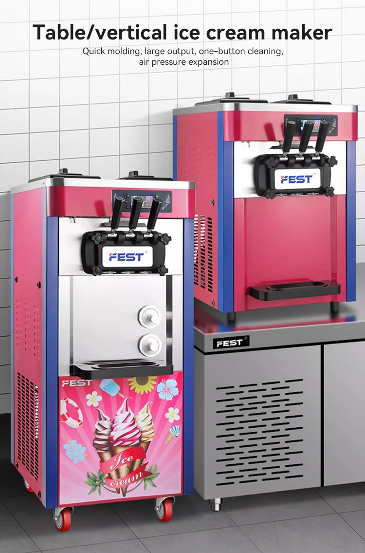 FEST Hot Sale High Quality Wholesale Commercial Ice Cream Machine 3 Flavors Soft Serve Ice Cream