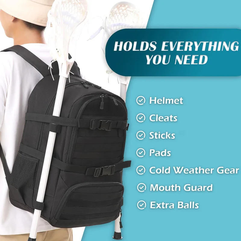 field hockey bags custom tactical lacrosse kit bag sports equipment backpack with external buckle strap to fix helmet