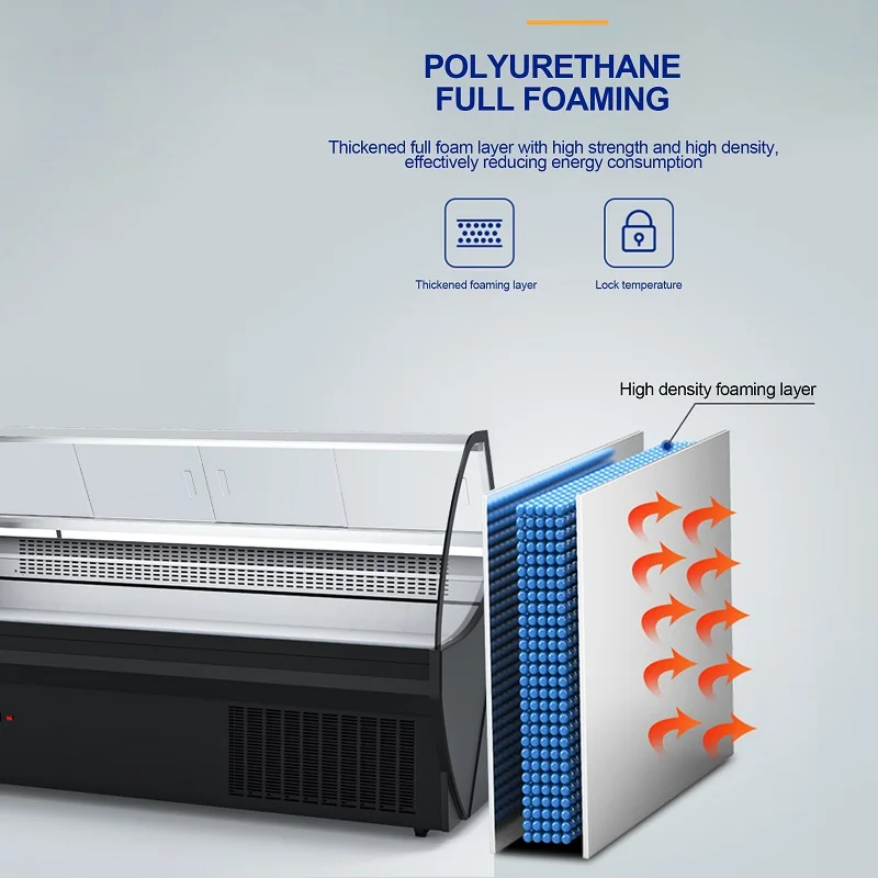 meat chiller supermarket refrigeration display fridge refrigerator fresh meat display chiller and freezer showcase