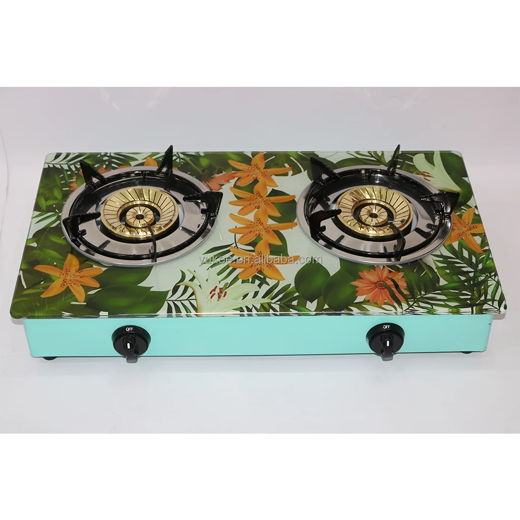 High burning efficient tempered glass top 2 copper burners gas stove Gas cooktop