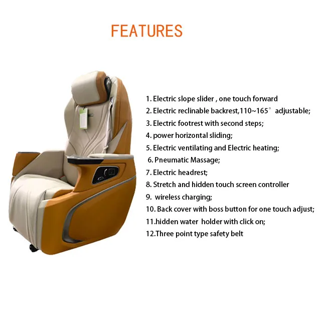 Hot Sale Middle Row Luxury Leather Car Seat Van Electric Car Seat for business luxury recliner car seat