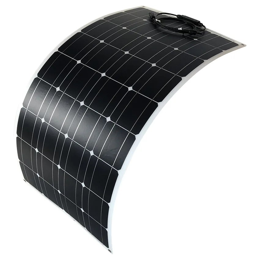 Flexible solar panel monocrystalline silicon 100W photovoltaic power generation panel wholesale roof 12V charging solar panel