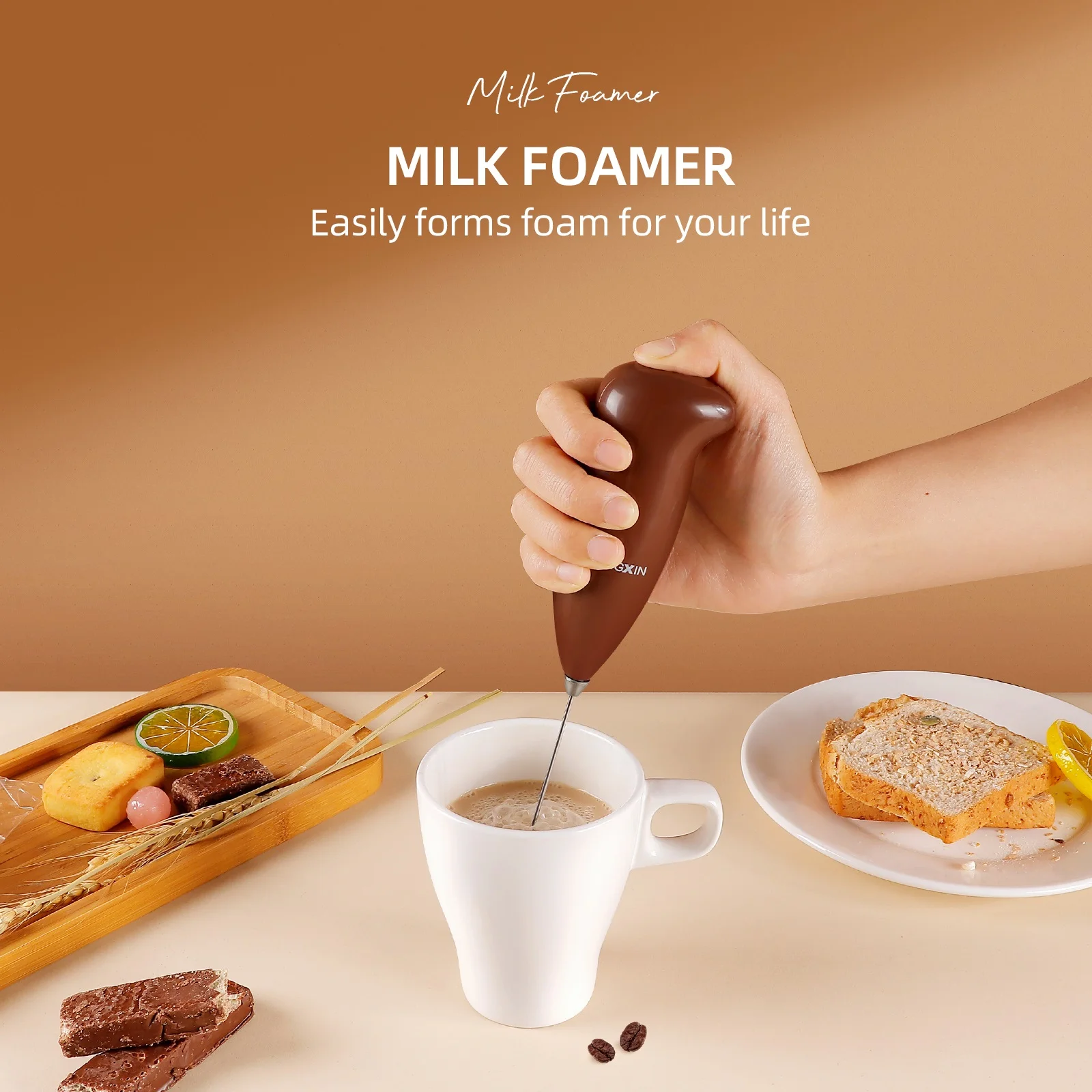 Electric Handheld mixer Single Spring automatic coffee  Whisk Milk Frother food mixer