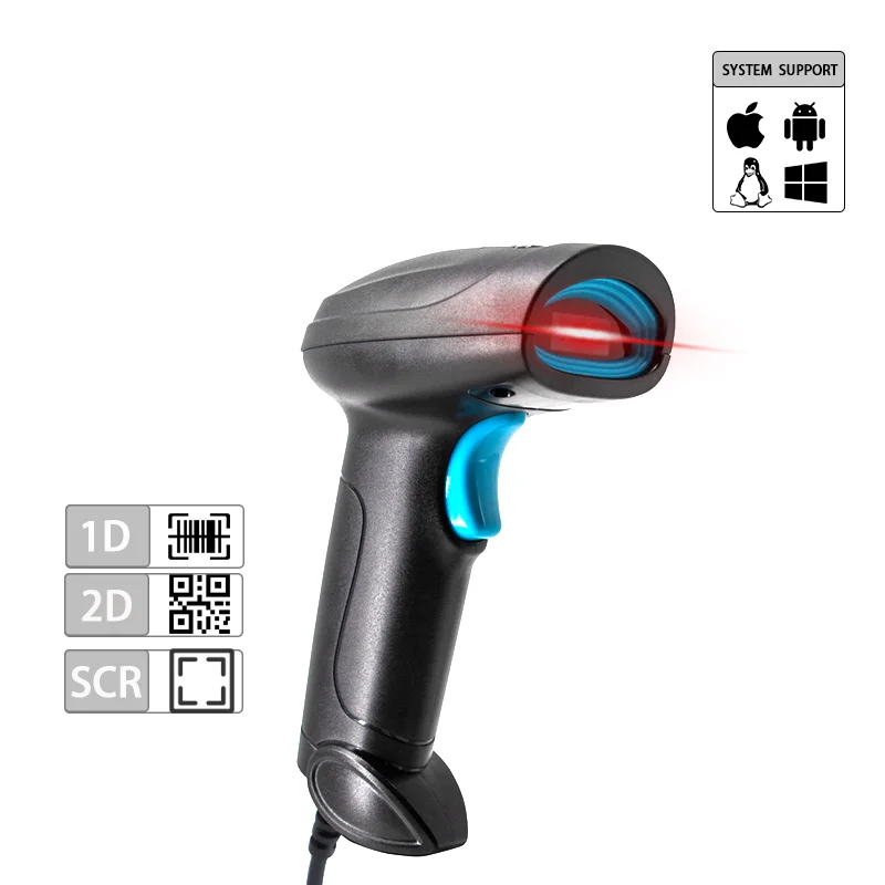 SMT4S11CW Fine Quality CCD Barcode Scanner Wired USB Scan Wireless Handheld Bar code Reader for Retail Logistic Supermarket Stor