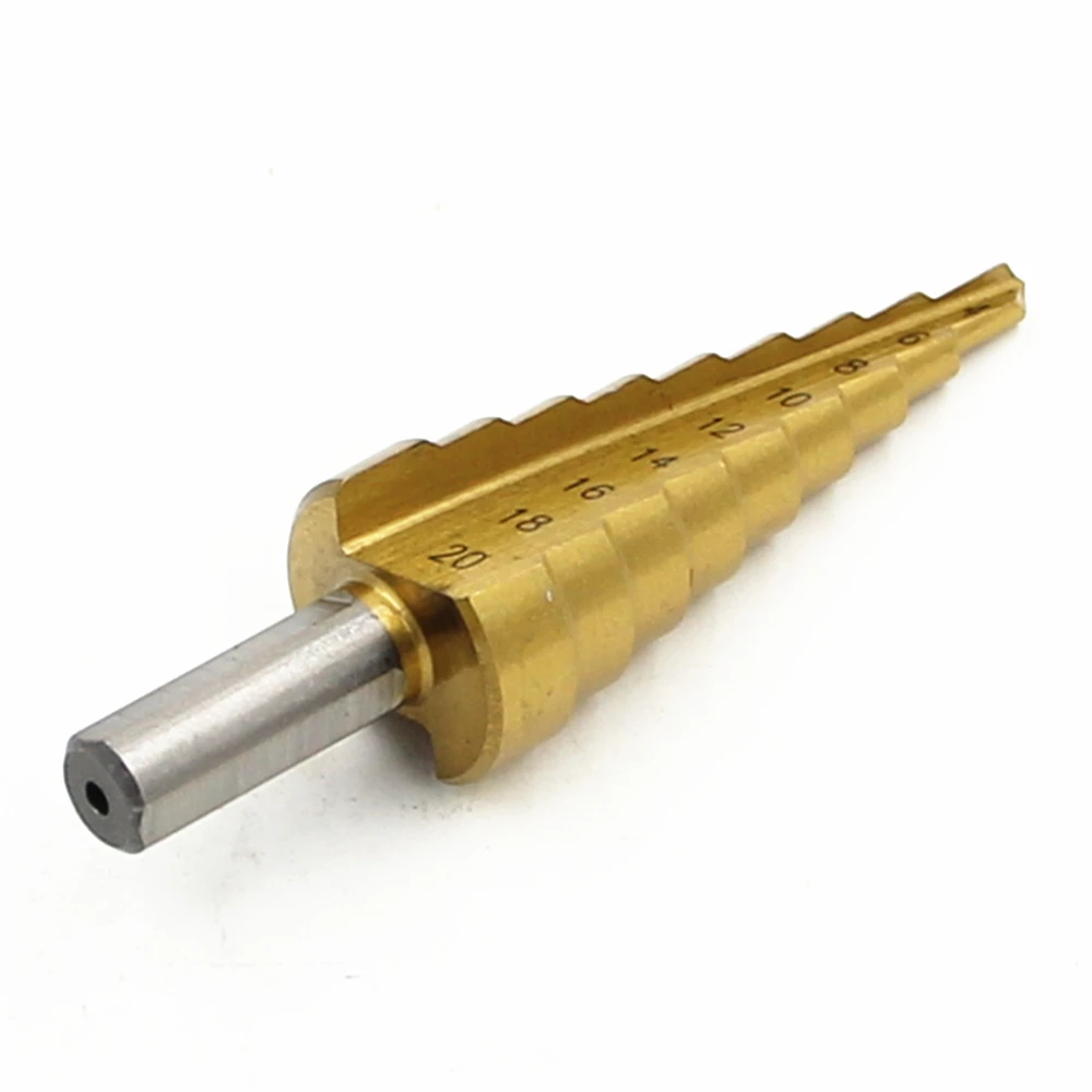 Набор конусных ступенчатых сверл, комплект из 3 насадок из быстрорежущей стали с метрическим титановым треугольным хвостовиком в форме пагоды, 4-12/20/32 мм