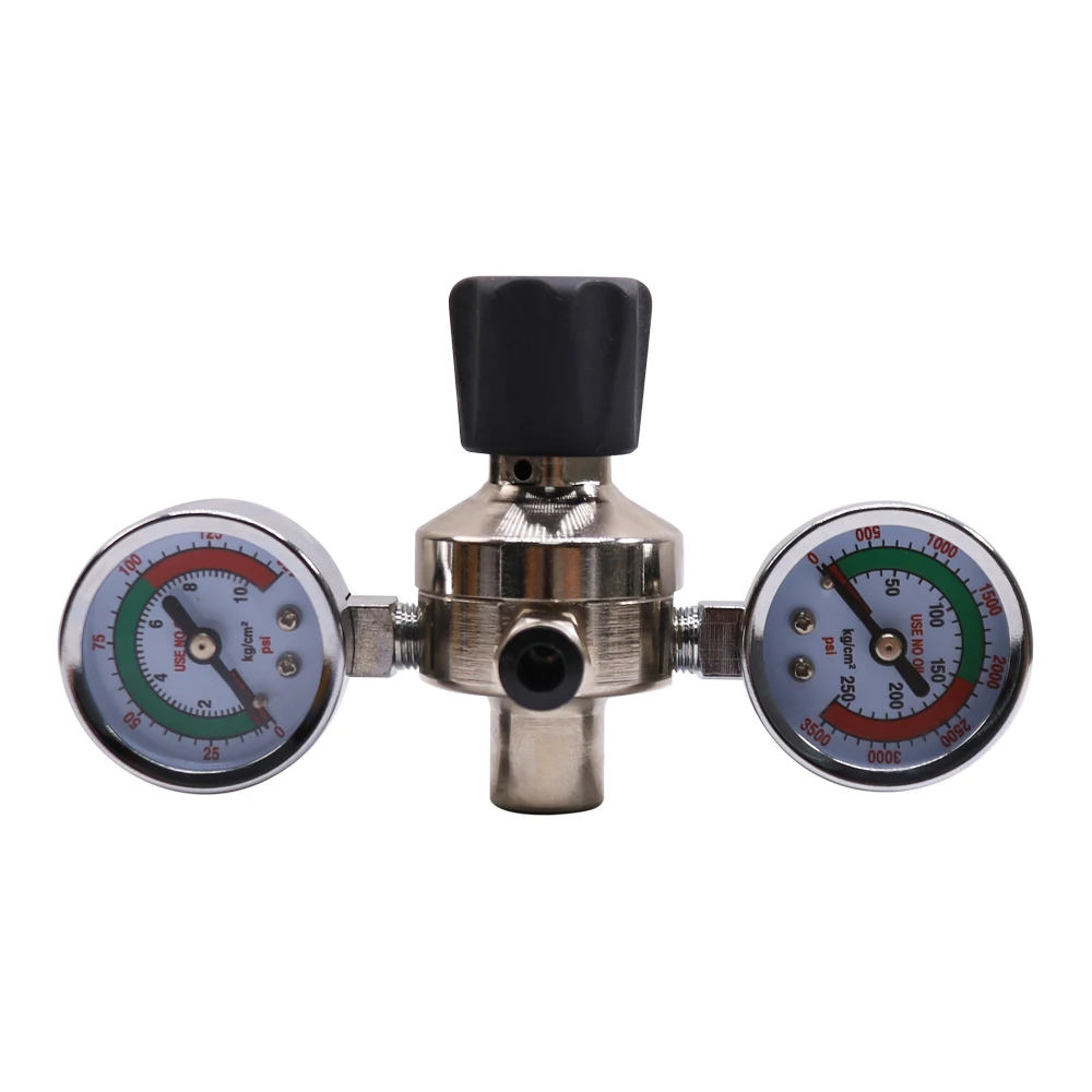 Dual Pressure Gauge Reducing Valve Pressure Regulators with Connection Hose for Cream Charger 580g/615g