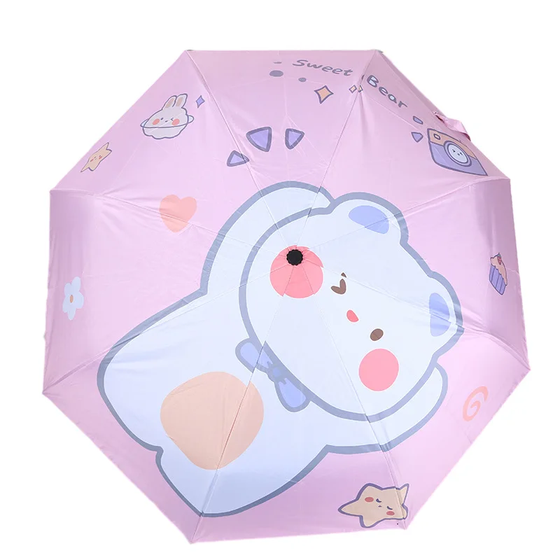 New Design Creative Three-folding Anti UV Protection Sun and Rain Windproof Automatic Gift Umbrella For Adults