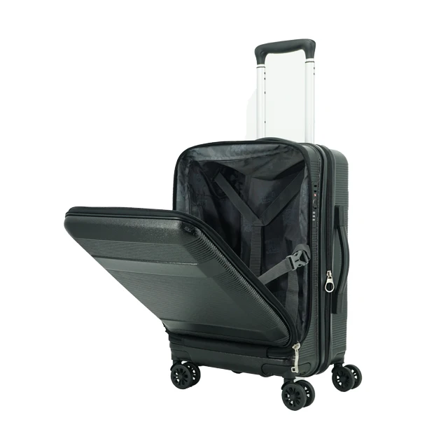 custom  ABS travel 20inch cabin carry on suitcase ABS+PC smart luggage with front Pocket